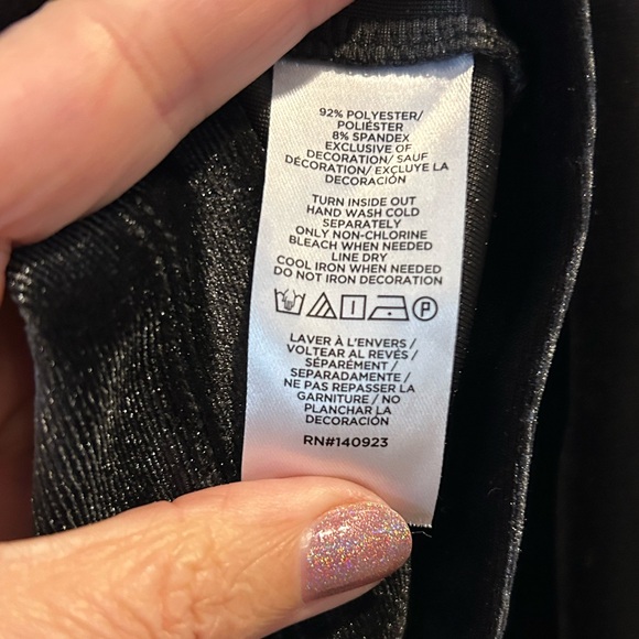 EUC Loft Black Long Sleeved Velvet Top with Bow Beaded Accent in Size Small - Picture 7 of 7